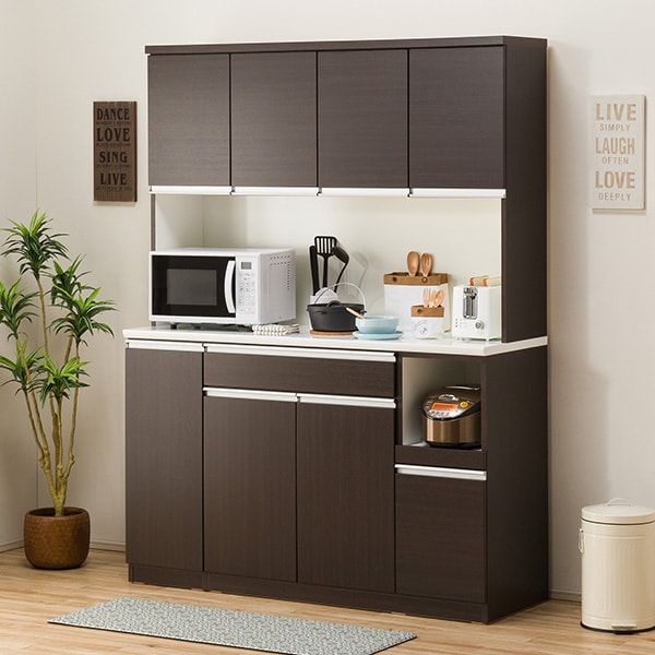 楽天市場】[幅150cm] 食器棚 (レジューム 150TF-H DBR/150TH-R DBR