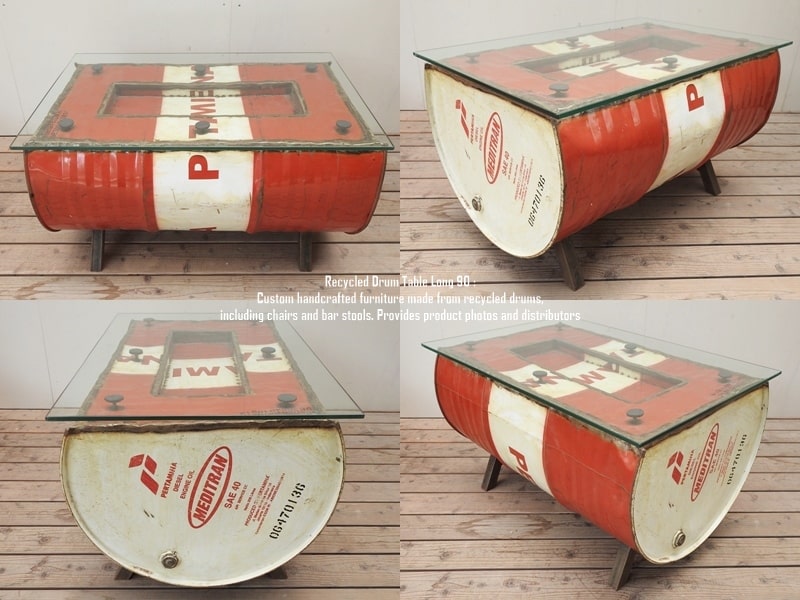 楽天市場】訳有 一点物 ドラム缶をリメイクしたテーブル 90cm ロング