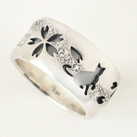 楽天市場】エス 桜×猫 オーバーレイ 甲丸リング シルバー950 10mm [S