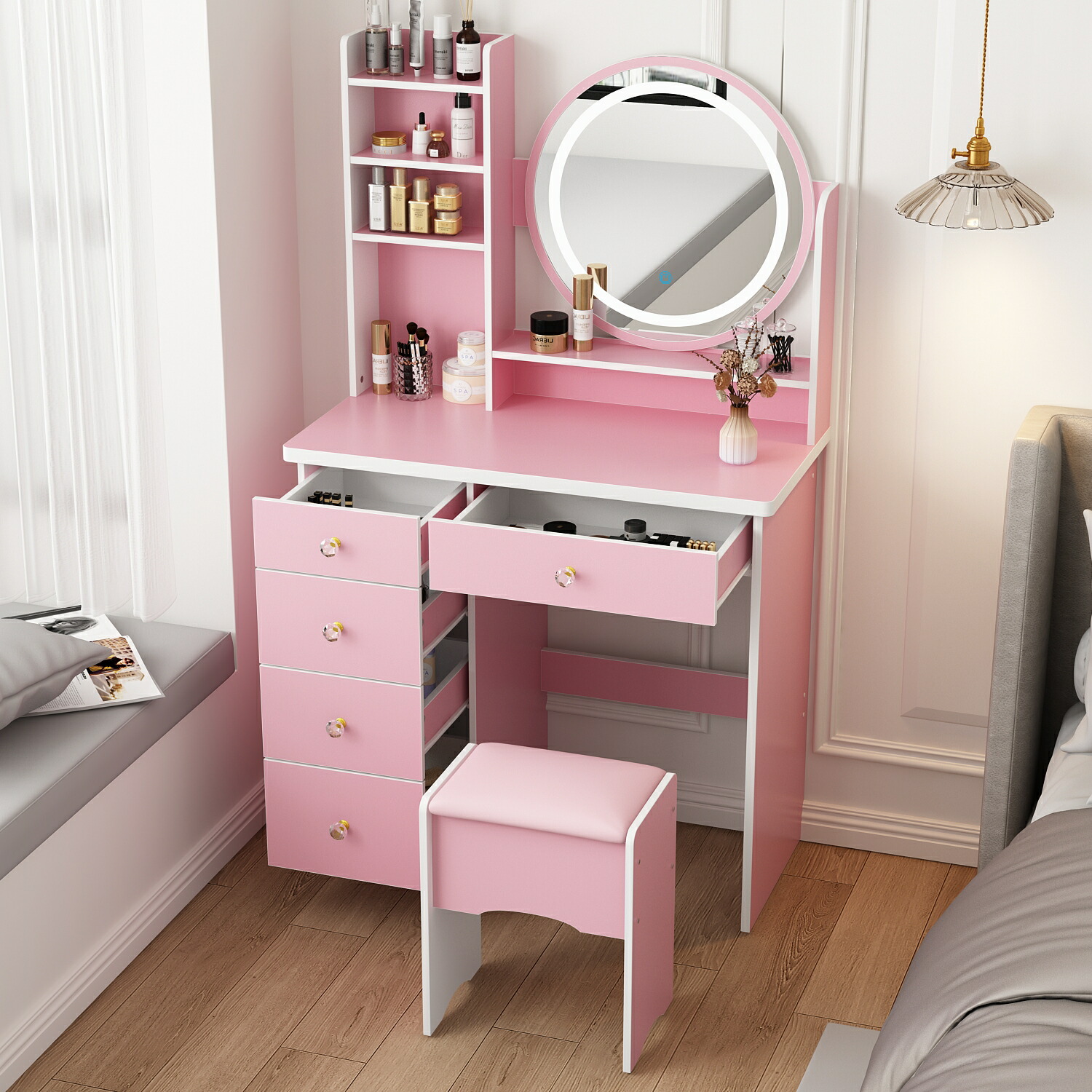 楽天市場】ドレッサー 幅80cm おしゃれ 白 ホワイト ミラー 木製 大