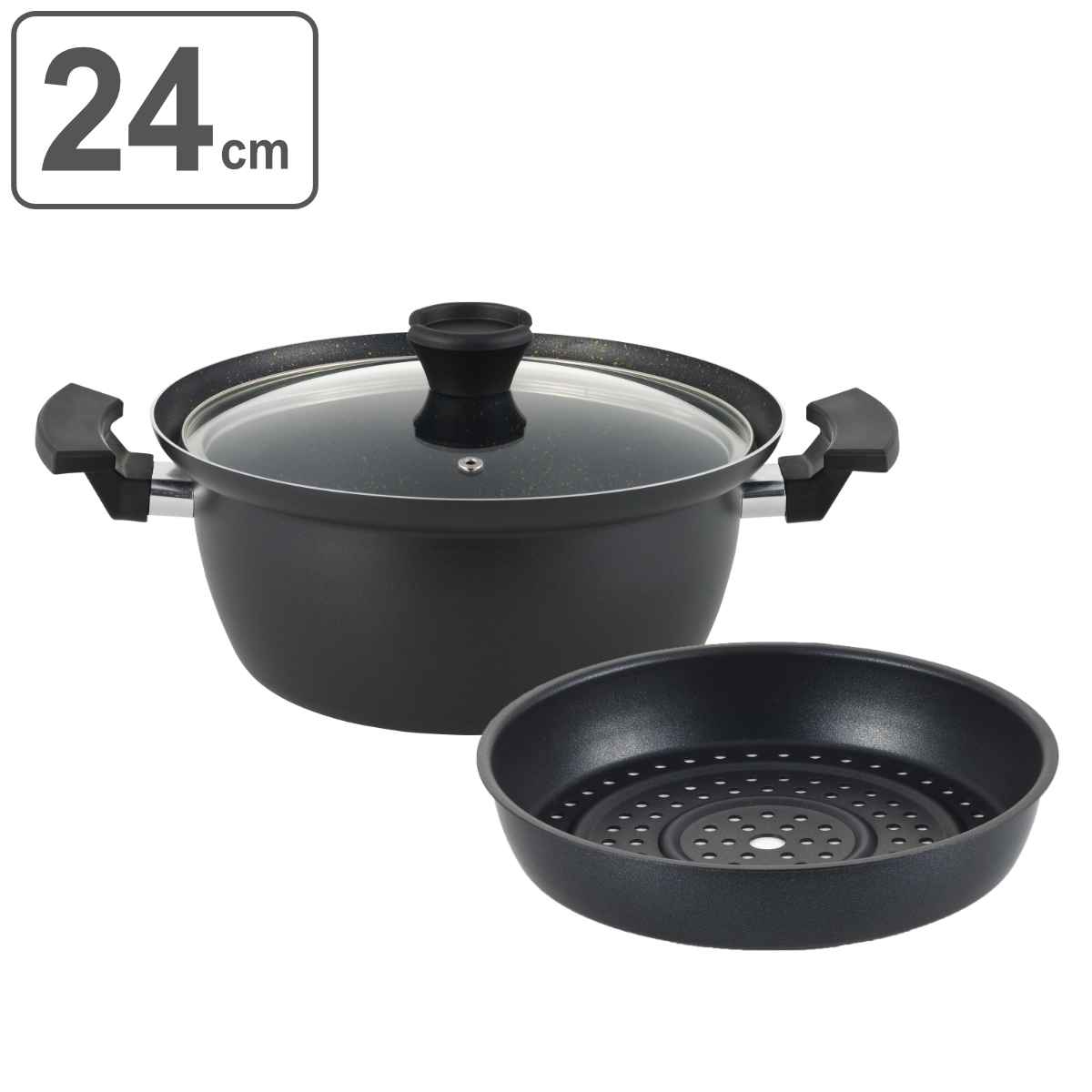 楽天市場】両手鍋 24cm IH対応 囲 深型マルチポット 目皿付き （ 送料