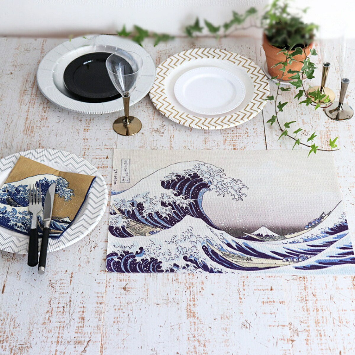 楽天市場】撥水ランチョンマット 30x43cm 葛飾北斎 神奈川沖浪裏