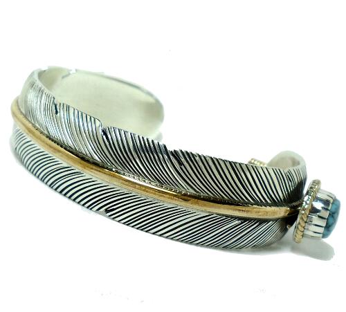 インディアンジュエリー、ファザーブレスレット、フェザー型