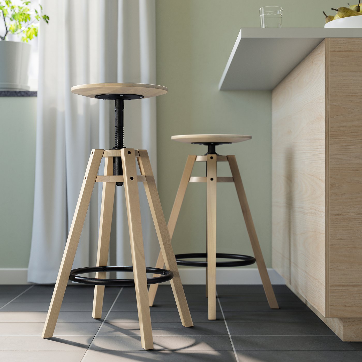 DALFRED bar stool, birch, 243/4-291/8