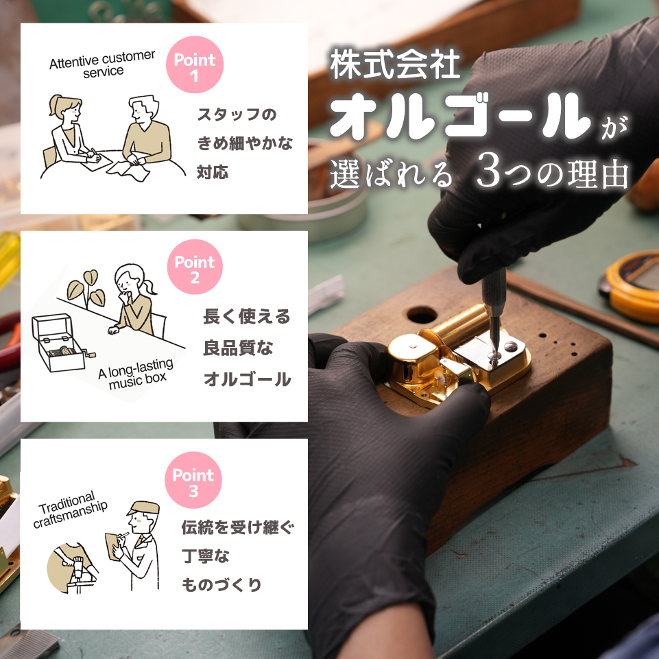 18弁手回し】会津塗 手回し オルゴール 小さい おしゃれ ｜株式会社