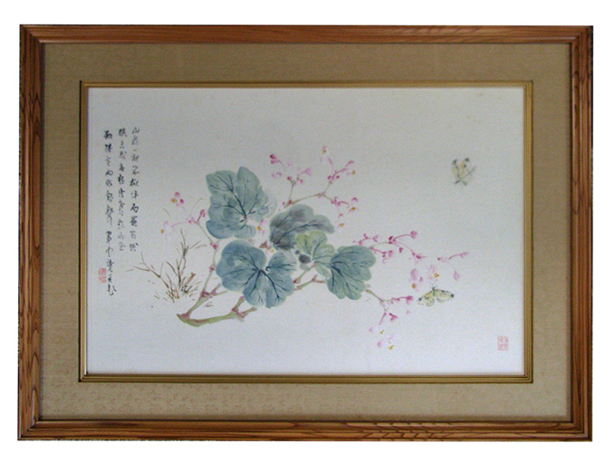 長興／小室翠雲「冷渓秋光」花鳥画 掛軸 紙本 自画賛 共箱長興／小室