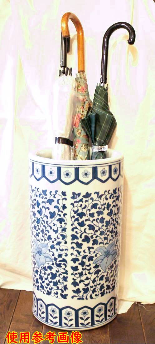 景徳鎮 陶器製 傘立て 円筒型 径47cm×高さ26cm 受注発注商品 - 横浜
