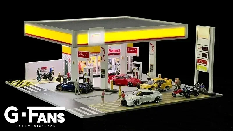 G FANS 1:64 建築/ガソリン スタンド シーン ジオラマ モデル