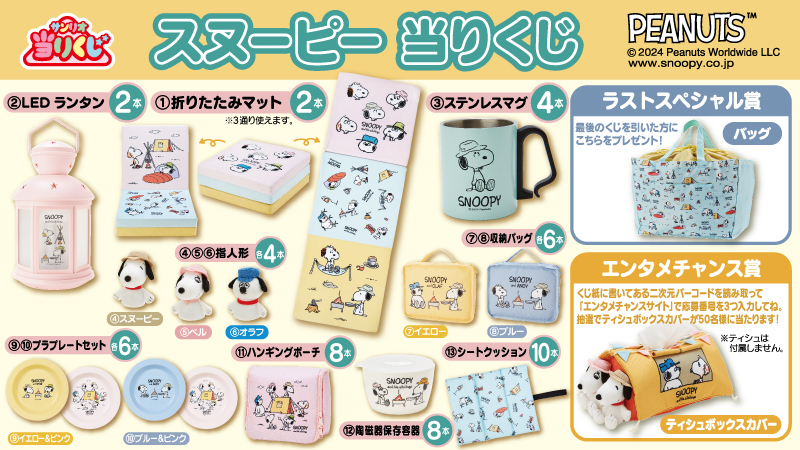 ローソン「スヌーピー 当たりくじ」で“ステンレスマグ/バッグ”など