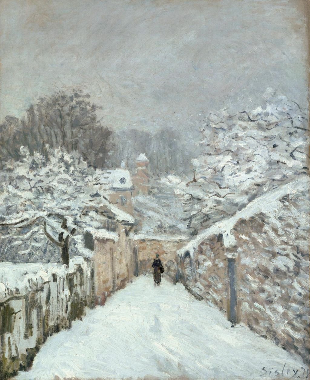 アルフレッド・シスレー《ルーヴシエンヌの雪》1878年 雪の絵画#7/12