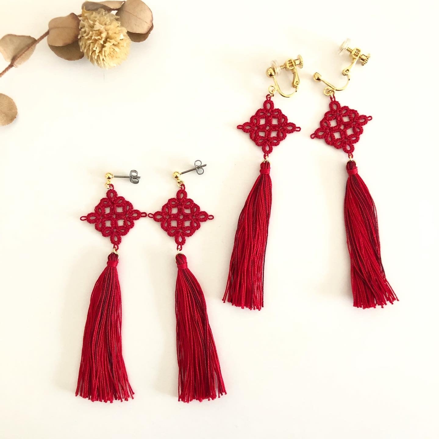 タッセルイヤリング・ピアス レッド | La Flanerie
