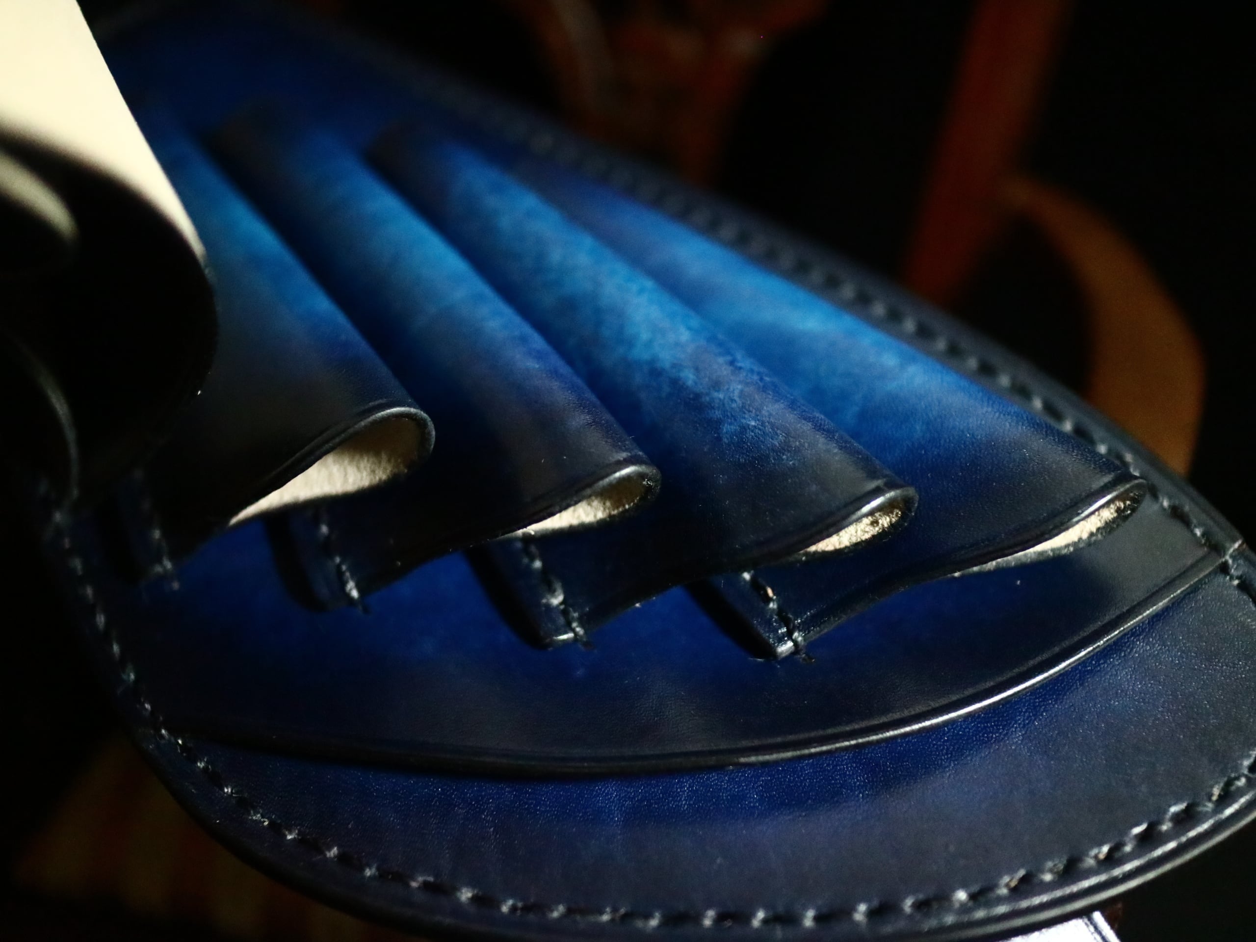 本革高級シザーケース【手染め ブルーアンティーク】 | Haruleather