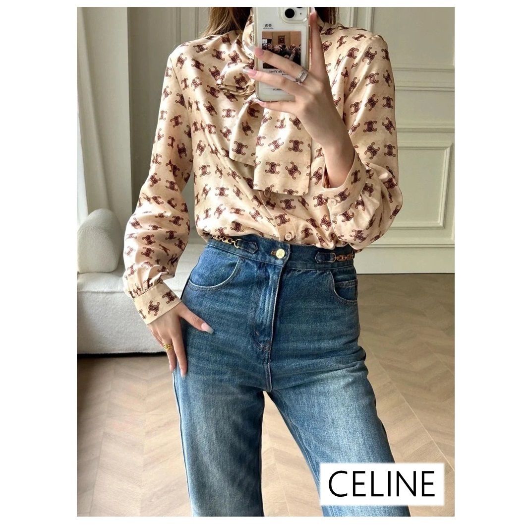 お洒落ラヴァリエール◇CELINE トリオンフ シルクブラウス (CELINE