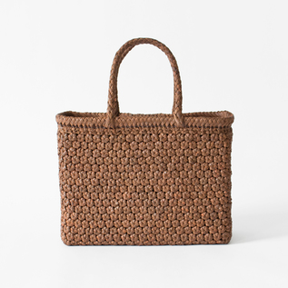 山ぶどうかごバッグ 六枚織花結び編み レザーハンドル付き／宮本工芸