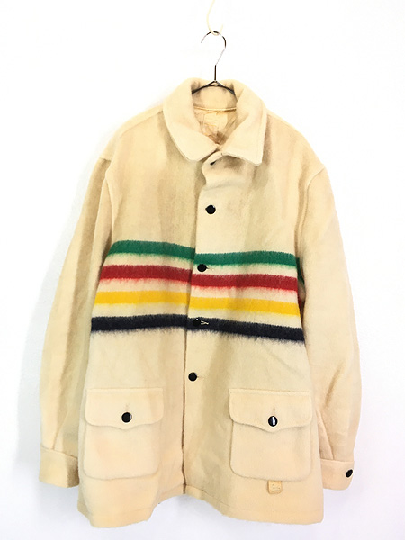 古着 60-70s Canada製 Hudson's Bay マルチ ボーダー ウール