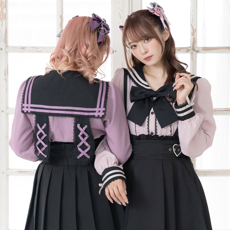 メール便】セーラーレースアップうさぎブラウス – レディース