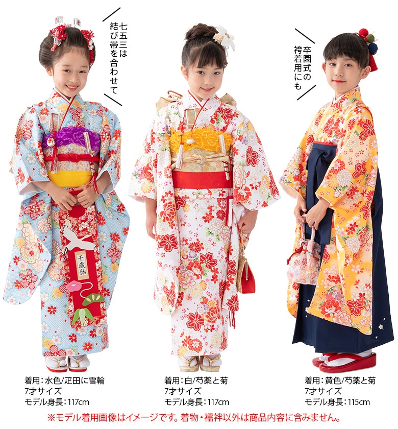 七五三 女の子 着物 四つ身 祝い着 単品 7歳 小紋柄 襦袢付き