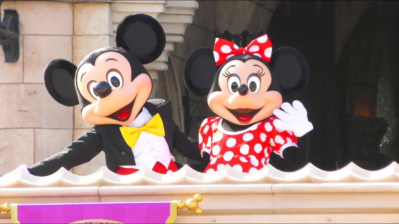TwT)v 【4K】城前ミッキー＆ミニー朝のウェルカムグリ（2018.5.6