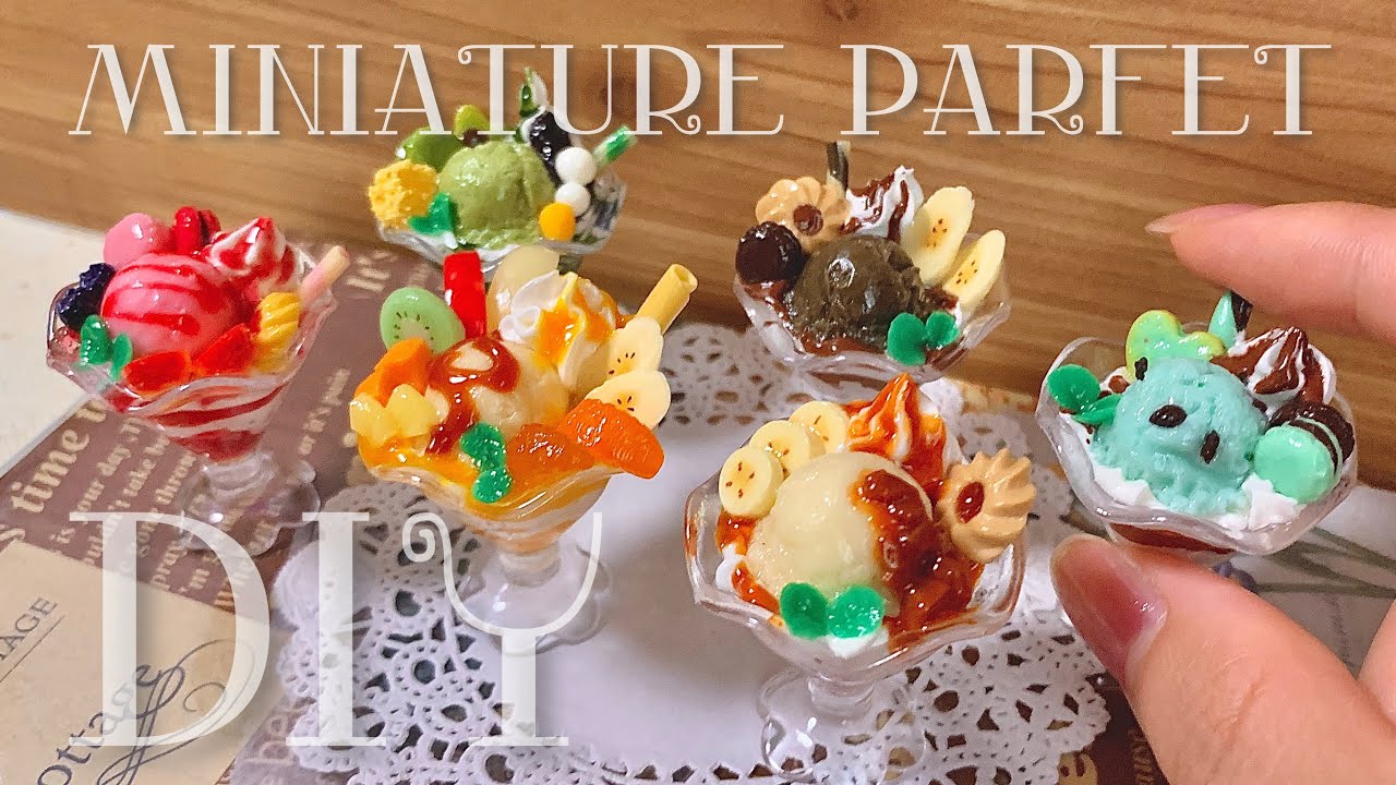 スイーツデコ】6種のミニチュアパフェの作り方 夏休み工作 フェイク