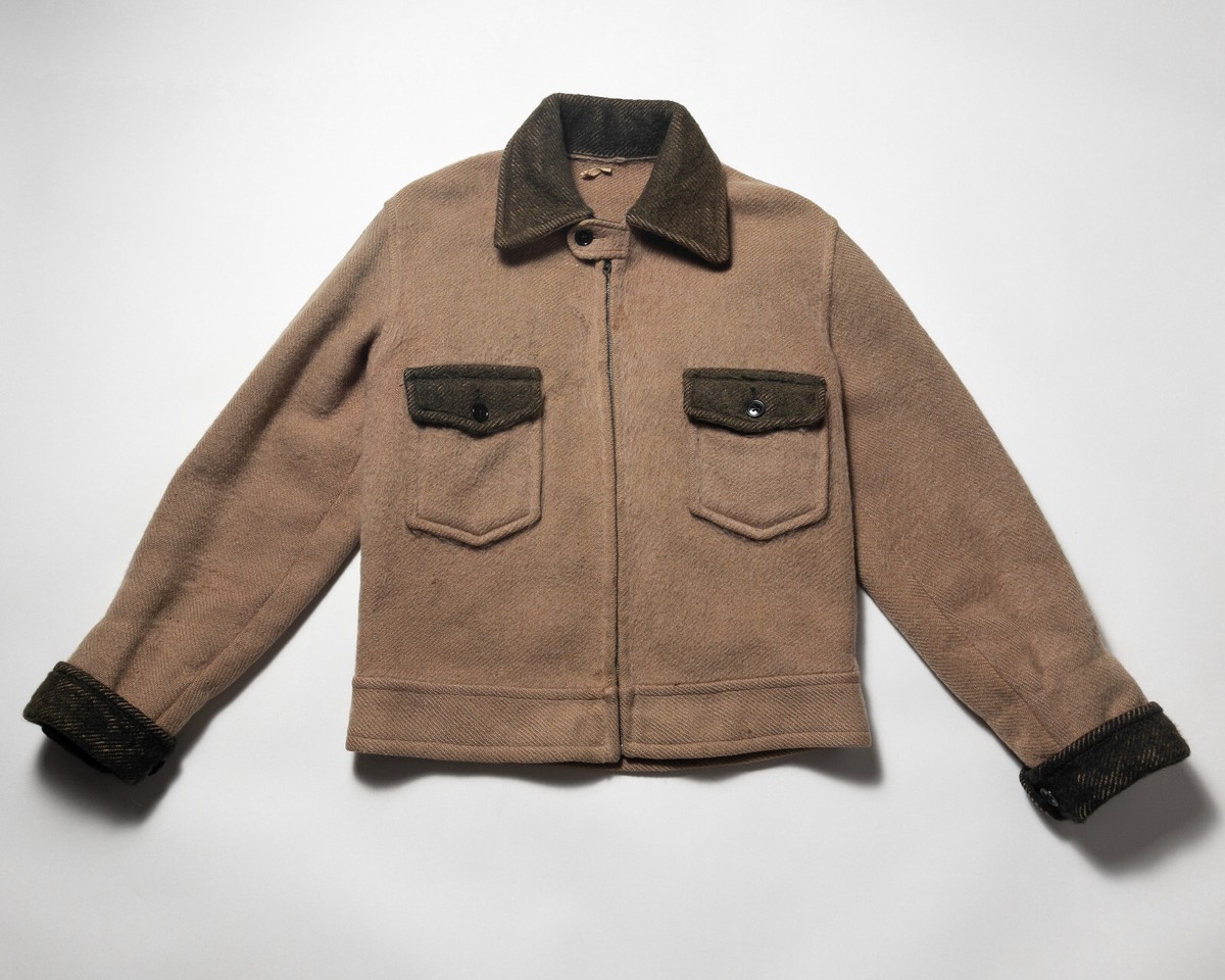 VTG 20s 30s HUDSON BAY BLANKET TWO TONE CHIN STRAP WOOL JACKET