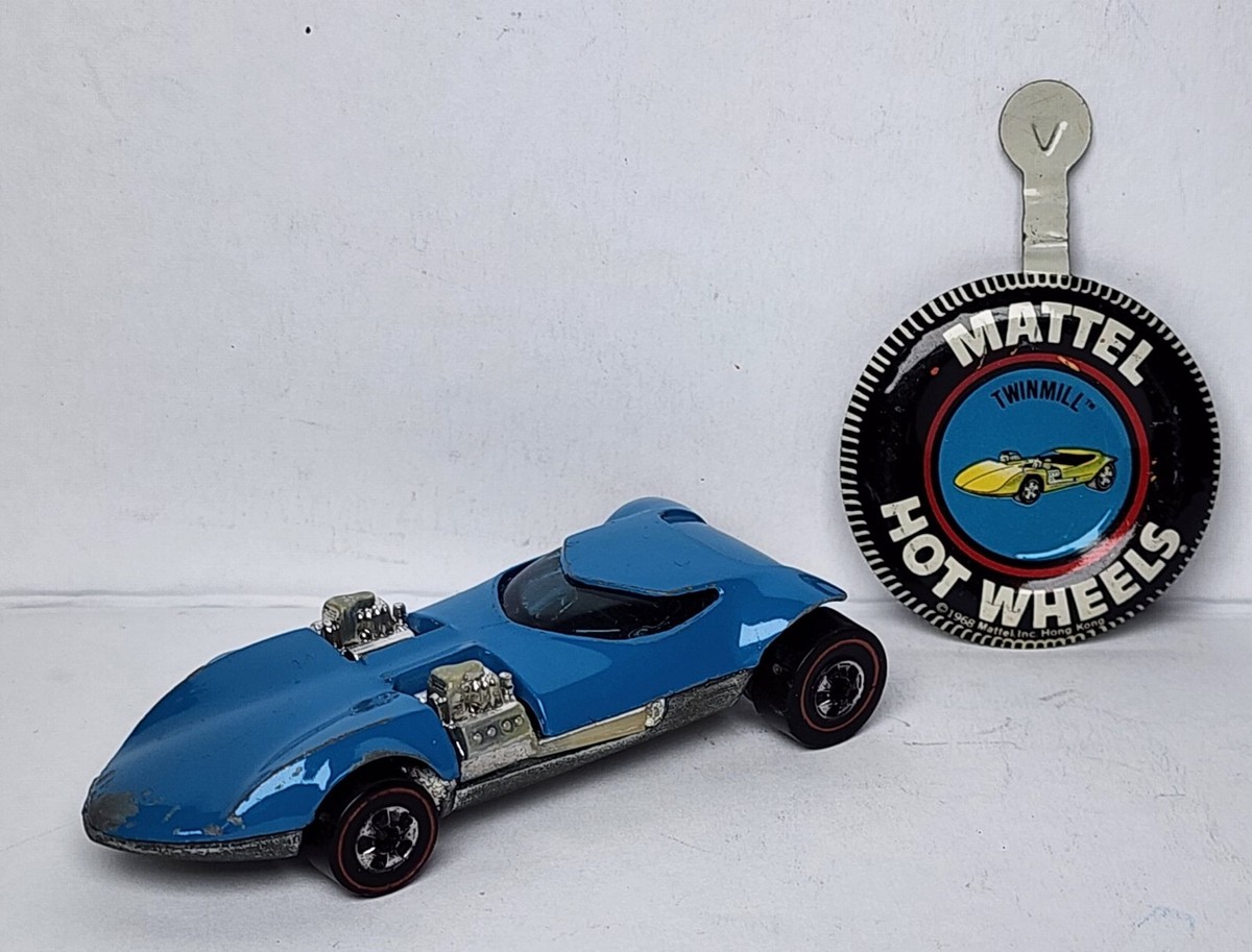 Vintage Hot Wheels Redline 68 Twin Mill and Button Blue Black
