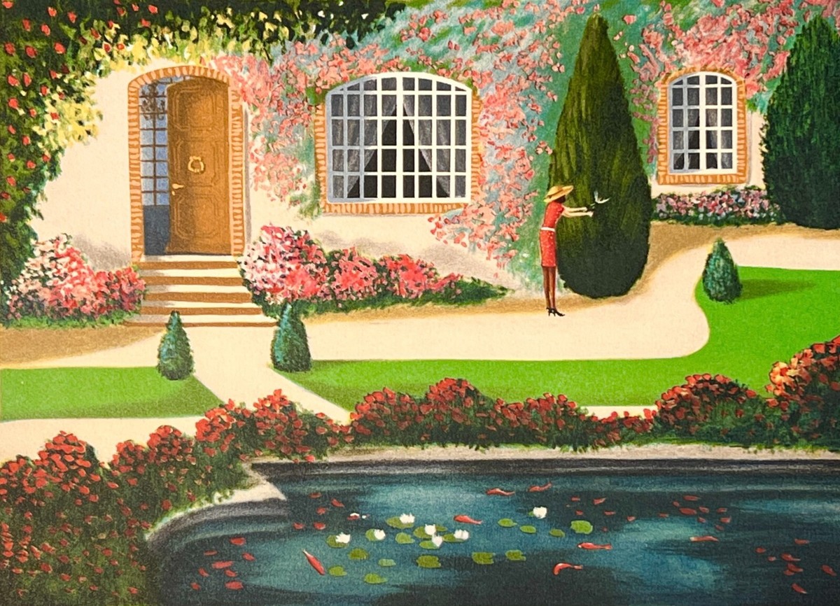 Donald's 作 風景画 ドアと庭の油彩画 Donald's 作 風景画 ドアと