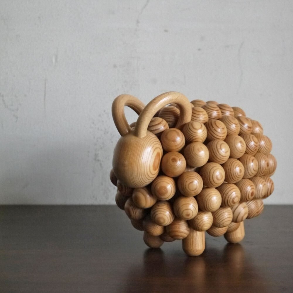 Aarikka Passi Sheep Figure, Vintage Finnish Pine Wood, 14cm, Used