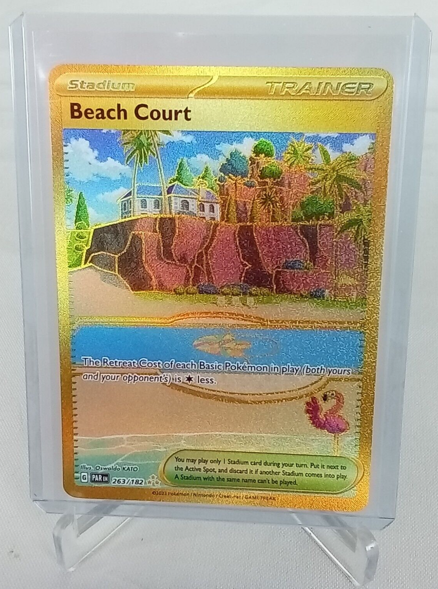 Beach Court 263/182 Hyper Rare Gold Holo Trainer Pokémon Card 2023