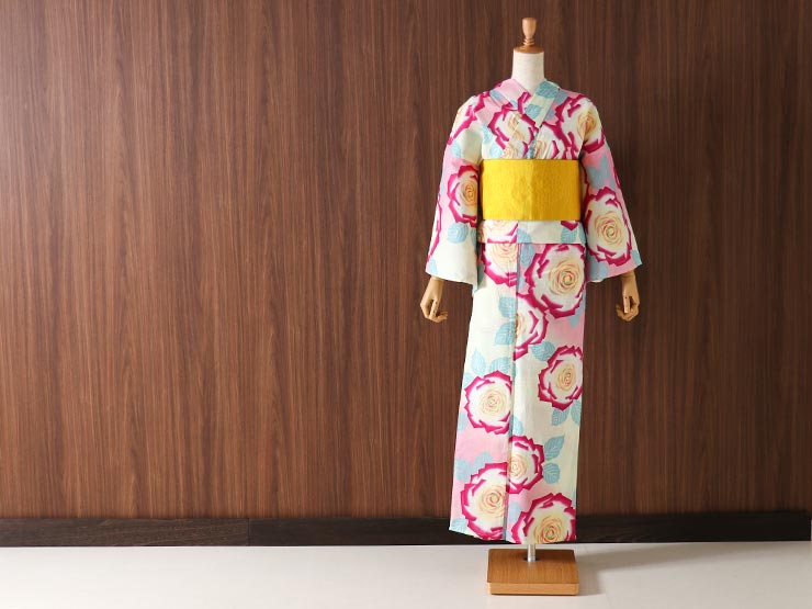 楽天市場】[ 浴衣 セット ] 浴衣 帯 2点セット ローズ（ピンク/6TSY-21