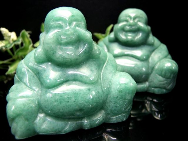 ○【アベンチュリン 布袋様 彫刻置物】約195-230g 天然石彫り 置物