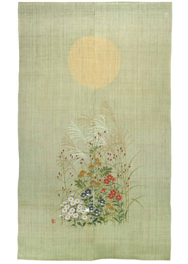 手染め麻のれん「秋七草」[京都洛柿庵オンラインショップ]