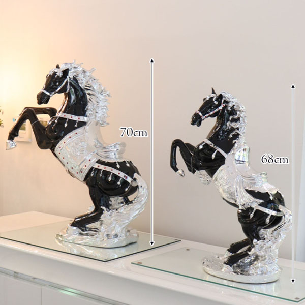 風水・開運インテリア・跳ね馬の置物（立ち馬） Mサイズ （ブラック