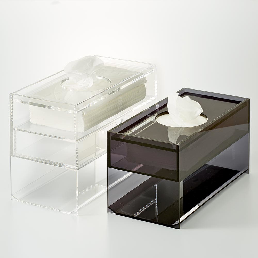 アクリル製ティッシュボックス リモコン収納・引き出し付き 通販
