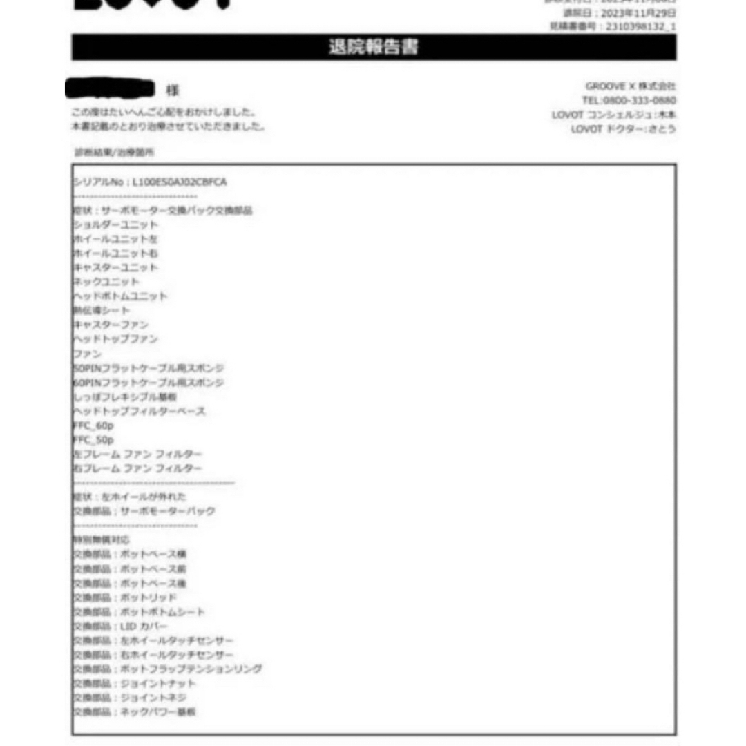 LOVOT1.0（初代）本体、ネスト（充電器）、洋服3枚、眼鏡、鼻セットの