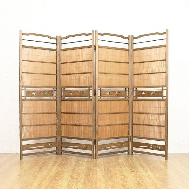 透かし入り 折りたたみ式 屏風 衝立 パーテーション 間仕切り 簾屏風
