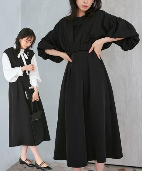 ストレッチ/マルチway】ショートトップス＆フレアワンピース