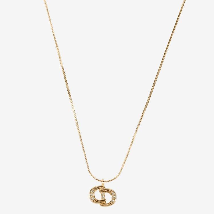 CDロゴラインストーンネックレス ゴールド ヴィンテージ|ディオール