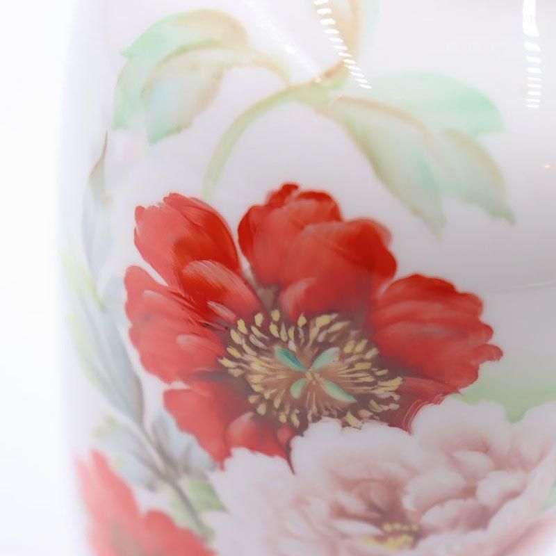 Y3036-1 オールドニッポン ハンドペイント 花絵 花瓶 L Y3036-1
