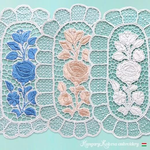 ハンガリー工房買付け】14×24.5cm ブルー ハンガリー製 カロチャ刺繍