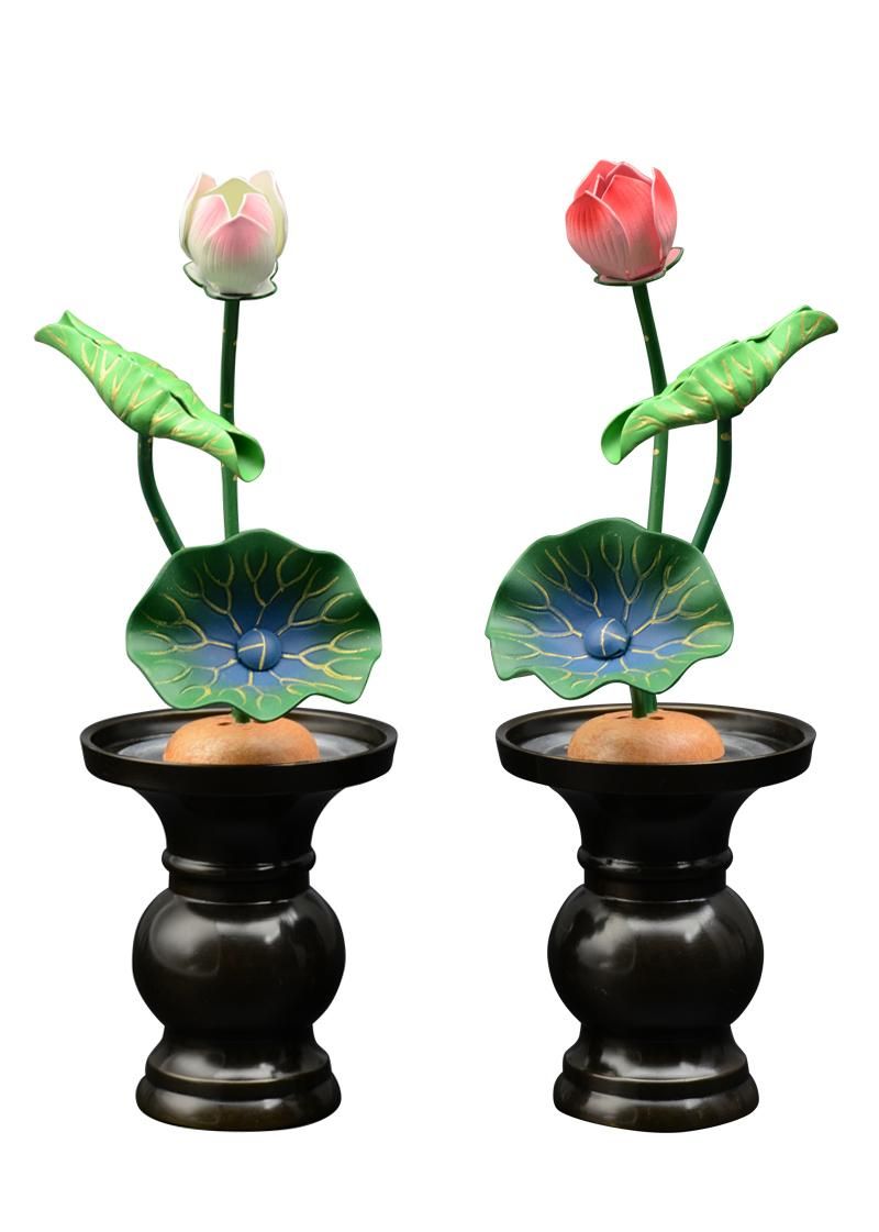 常花 3号3本立て 軽合金 極彩色 1対ーひるた仏具店