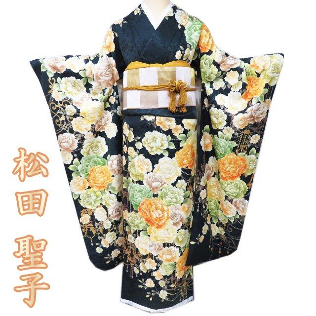 振袖 着物 未使用 正絹 SEIKO MATSUDA 松田聖子 薔薇模様 バラ 地模様