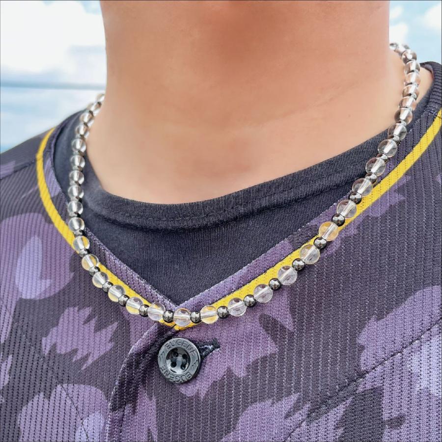 透明感がポイント!! ヘマタイト 本水晶 磁気ネックレス ブラック