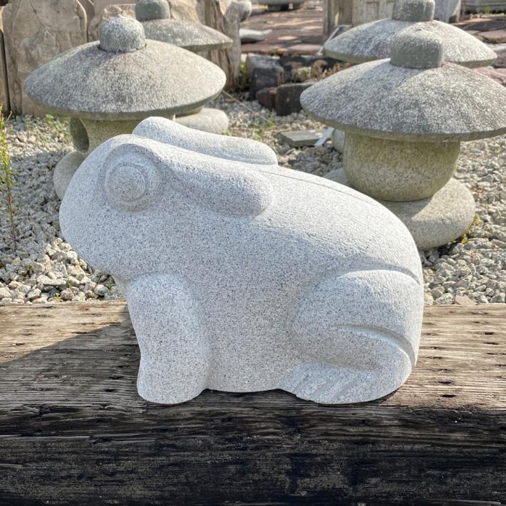 カエル（大）御影石 かえる 蛙 置物 置き物 玄関 エントランス 庭