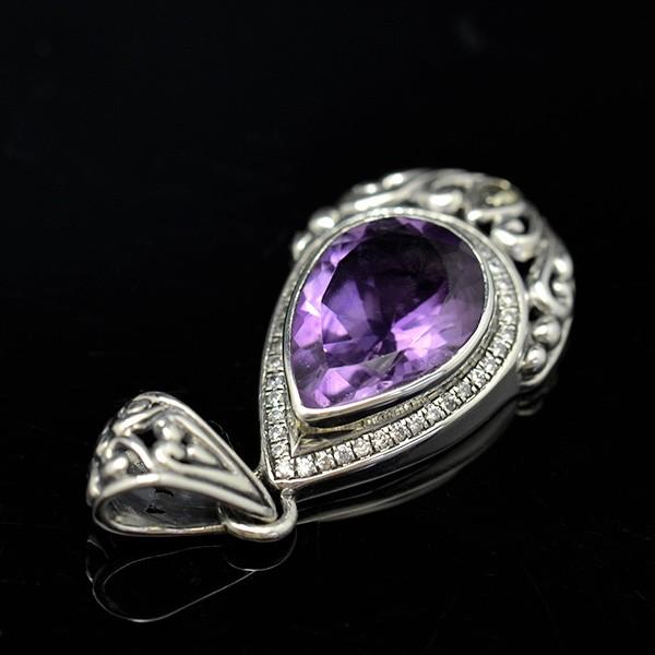 アメジスト シルバー ペンダントトップ 大粒ルースがきらめく