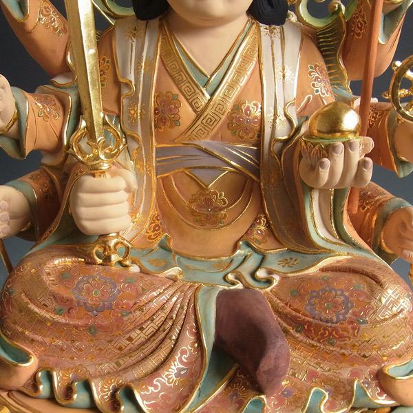 八臂弁財天 八臂弁才天 高さ60cm 楠製 木彫り 仏像 : 仏像と縁起物の