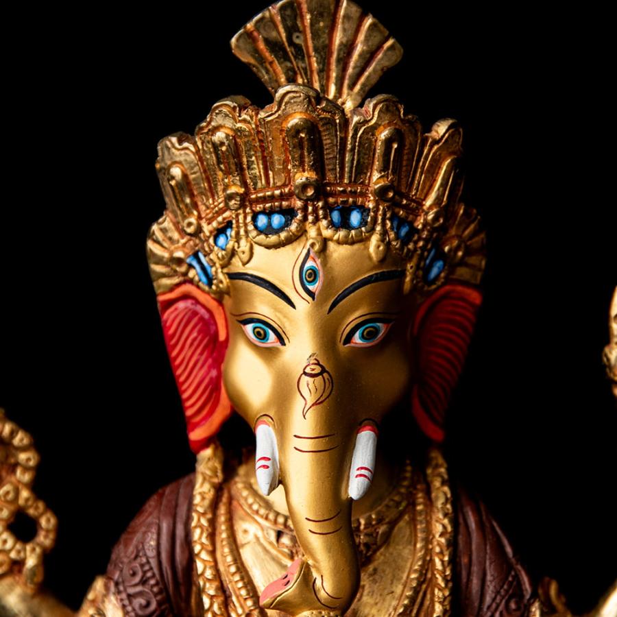 送料無料 銅造鍍金仕上げ 大聖歓喜天 ガネーシャ 神像 大聖歓喜天