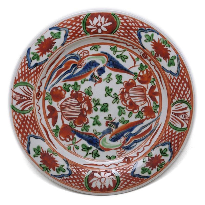 九谷焼：呉須赤絵牡丹鳳凰文平鉢・正木春蔵《大皿・25.5cm》 : 和食器