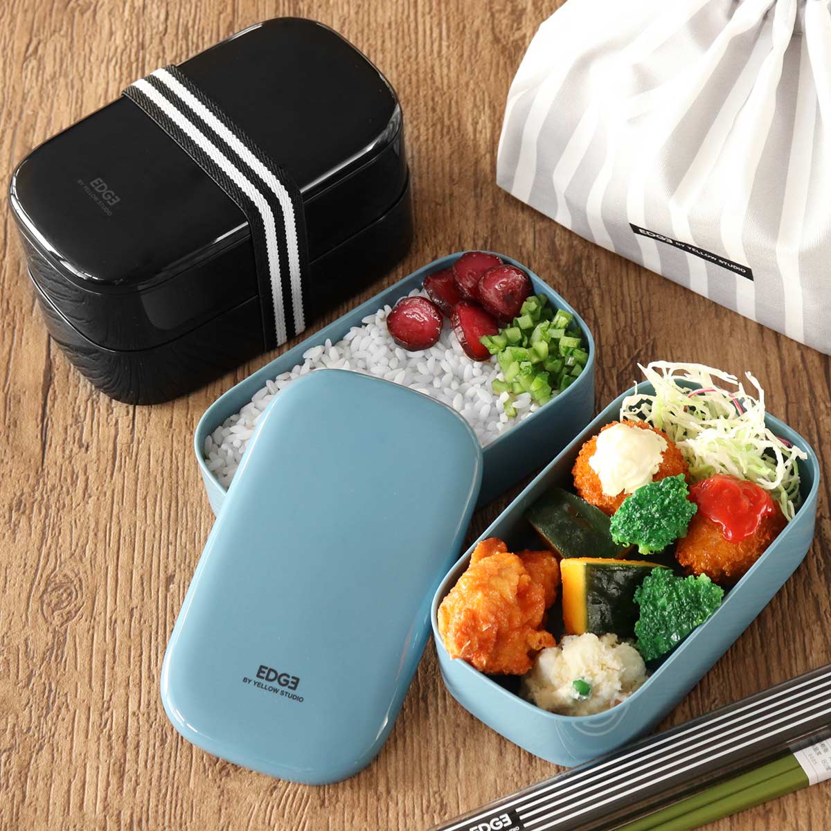弁当箱 2段 800ml EDGE オーバル （ お弁当箱 ランチボックス 食洗機