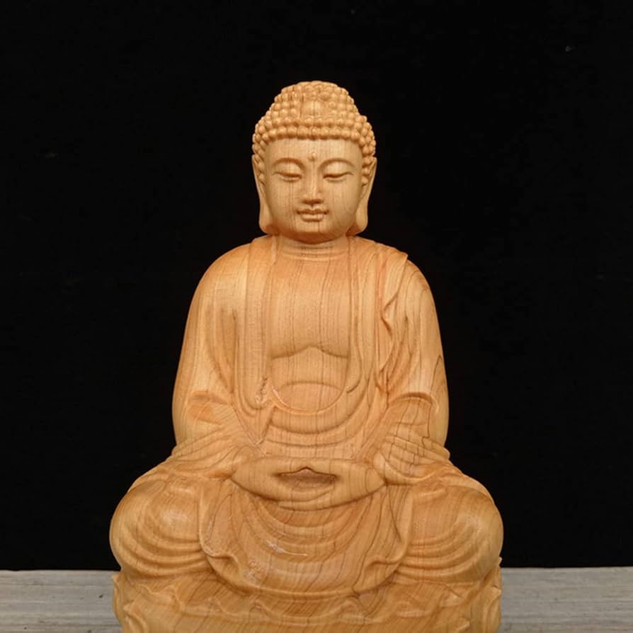 Amazon｜木彫仏像【如来】釈迦如来座像 天然 崖柏木 【曹洞宗・臨済宗