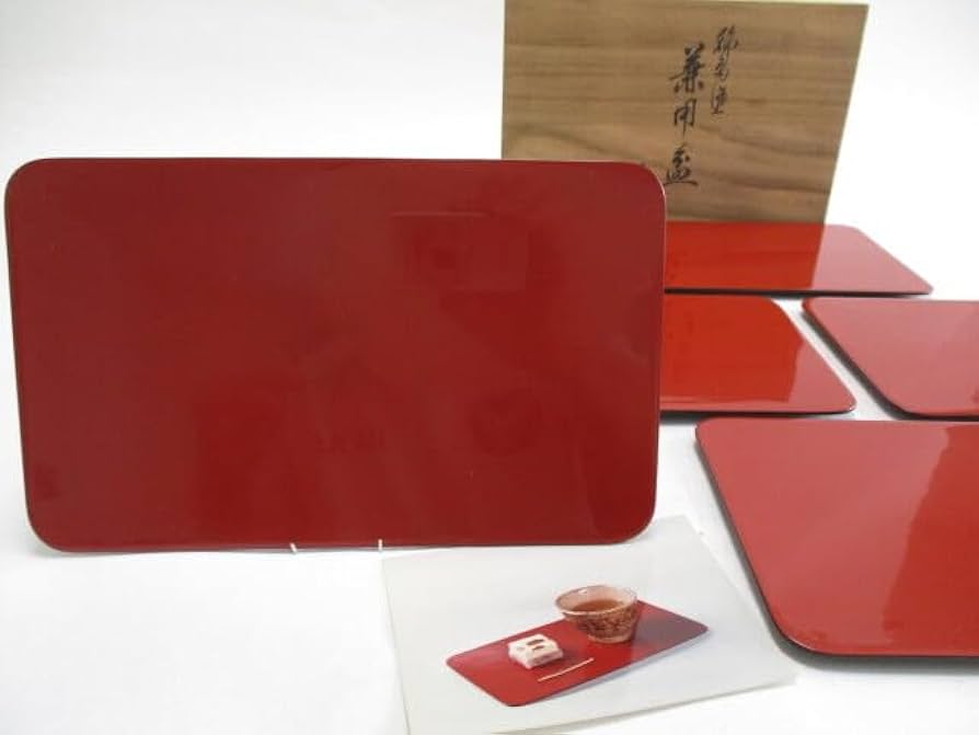 Amazon.co.jp: 輪島塗 大崎漆器店 兼用盆 5枚 トレー 盆 銘々皿 天然木